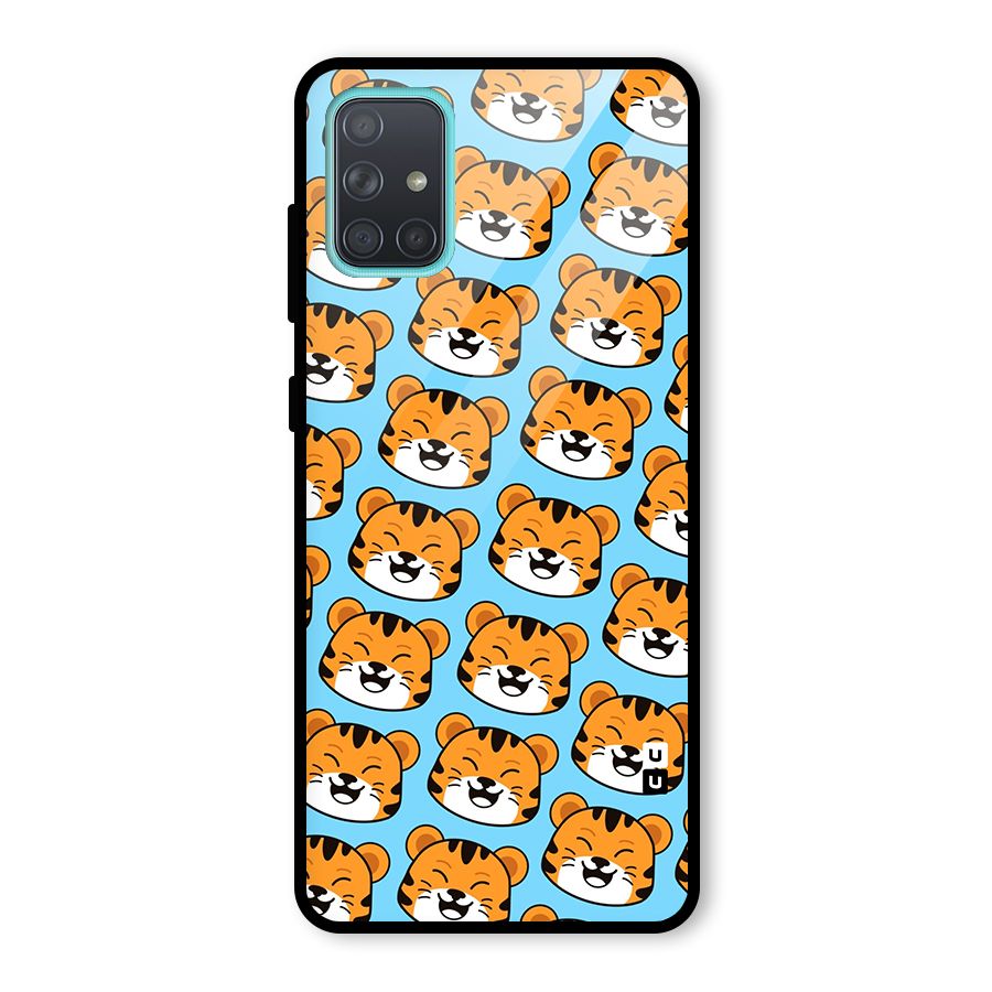 Happy Kitten Pattern Glass Back Case for Galaxy A71