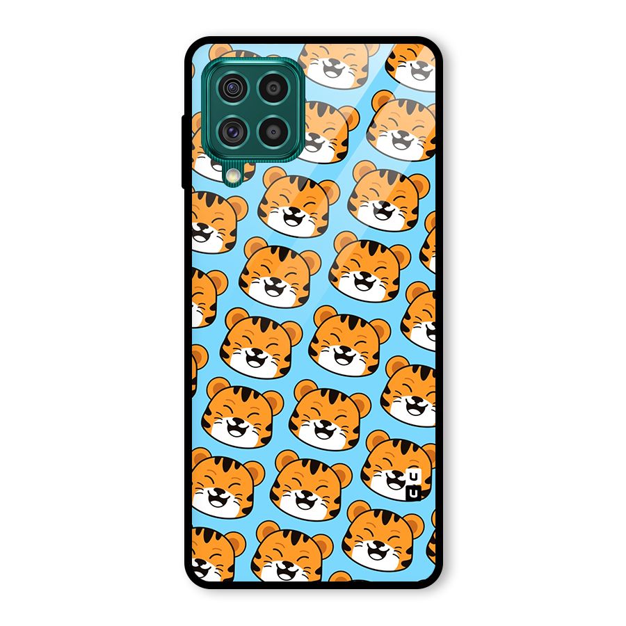 Happy Kitten Pattern Glass Back Case for Galaxy F62