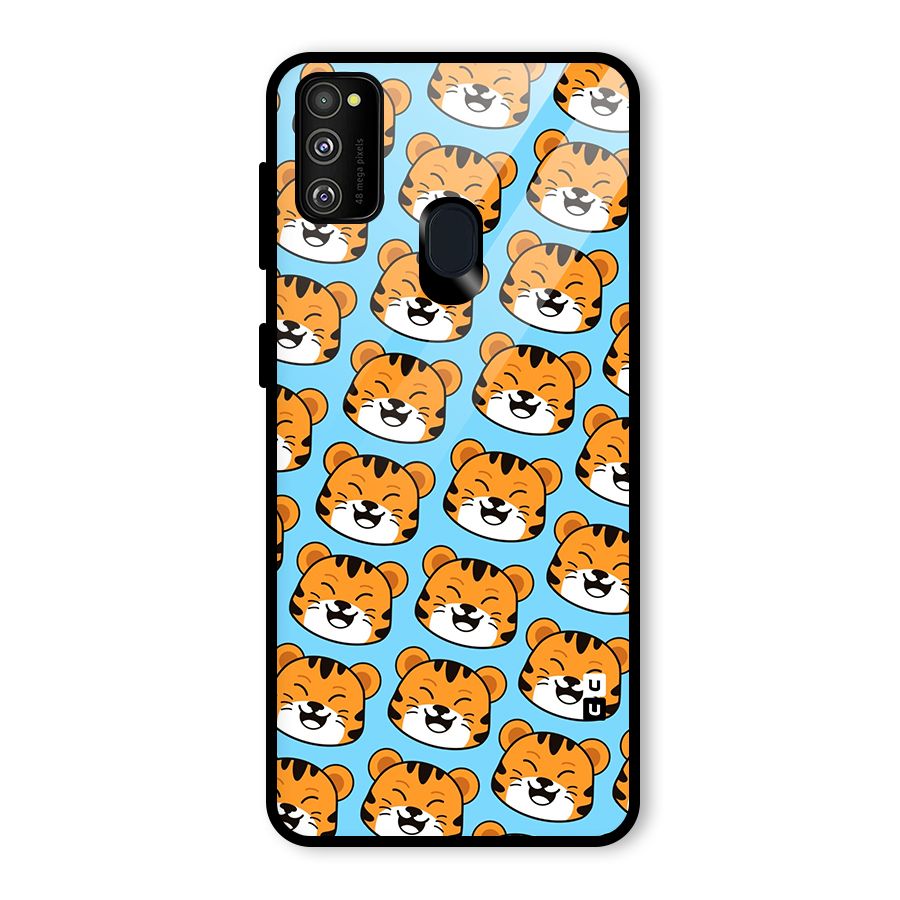 Happy Kitten Pattern Glass Back Case for Galaxy M30s
