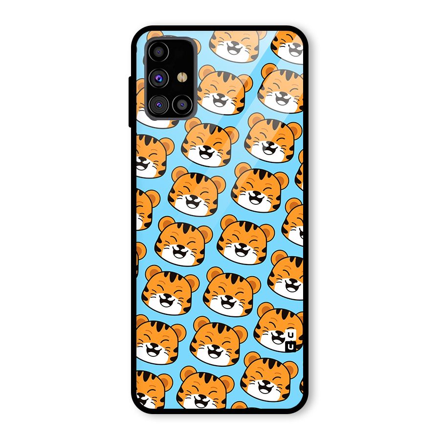 Happy Kitten Pattern Glass Back Case for Galaxy M31s