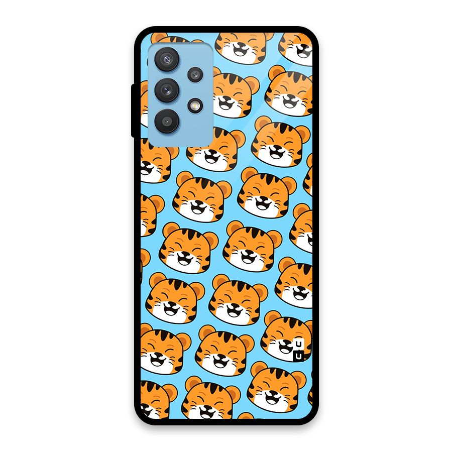 Happy Kitten Pattern Glass Back Case for Galaxy M32 5G
