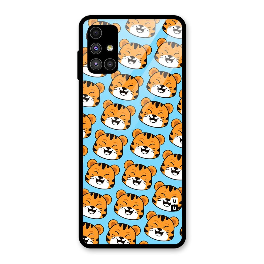 Happy Kitten Pattern Glass Back Case for Galaxy M51
