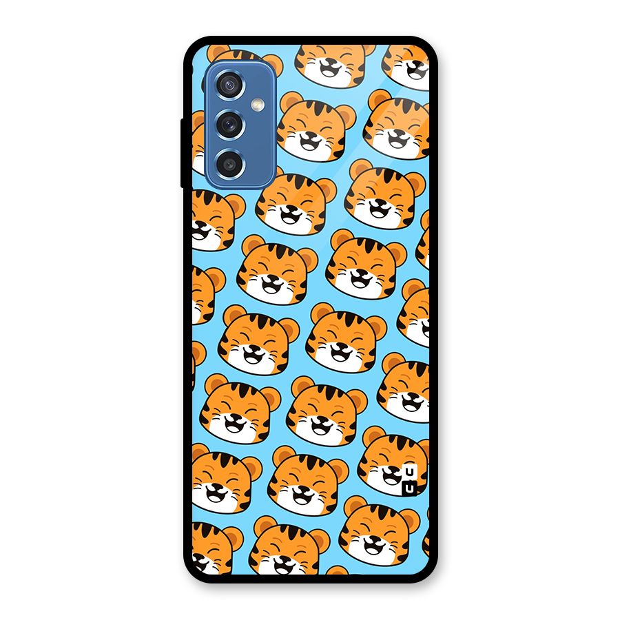 Happy Kitten Pattern Glass Back Case for Galaxy M52 5G