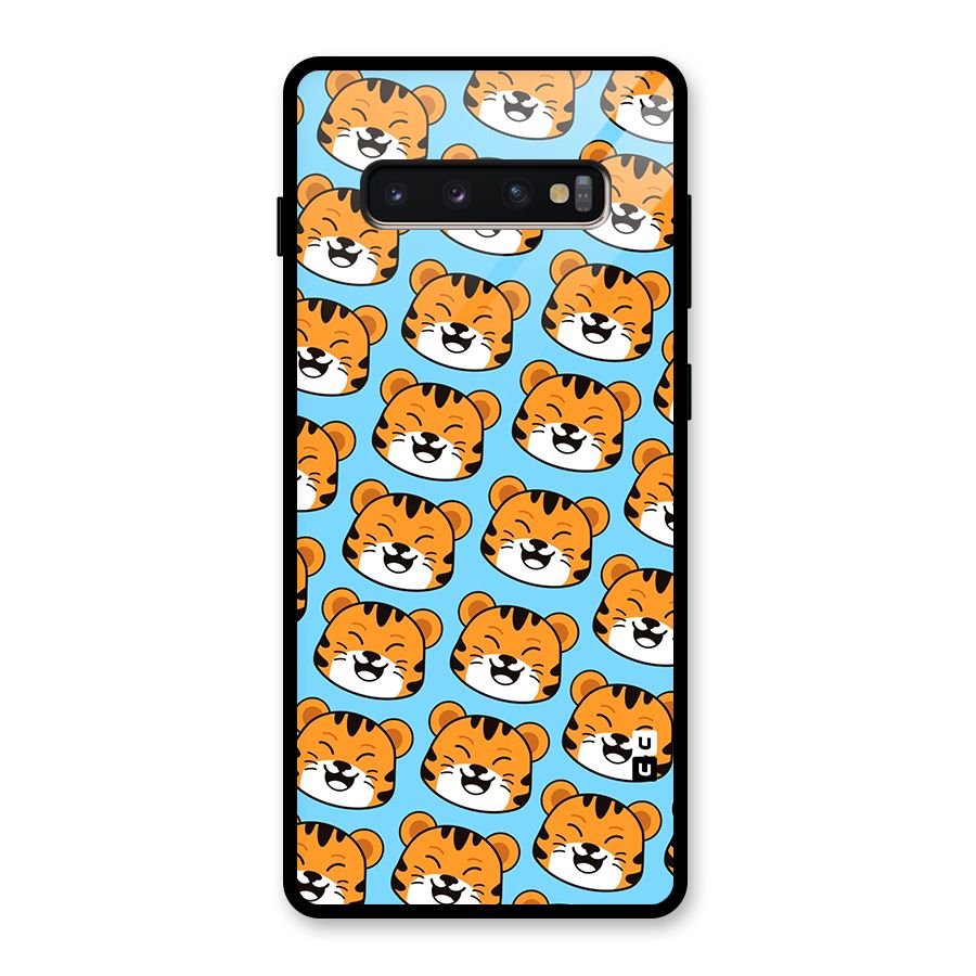 Happy Kitten Pattern Glass Back Case for Galaxy S10 Plus
