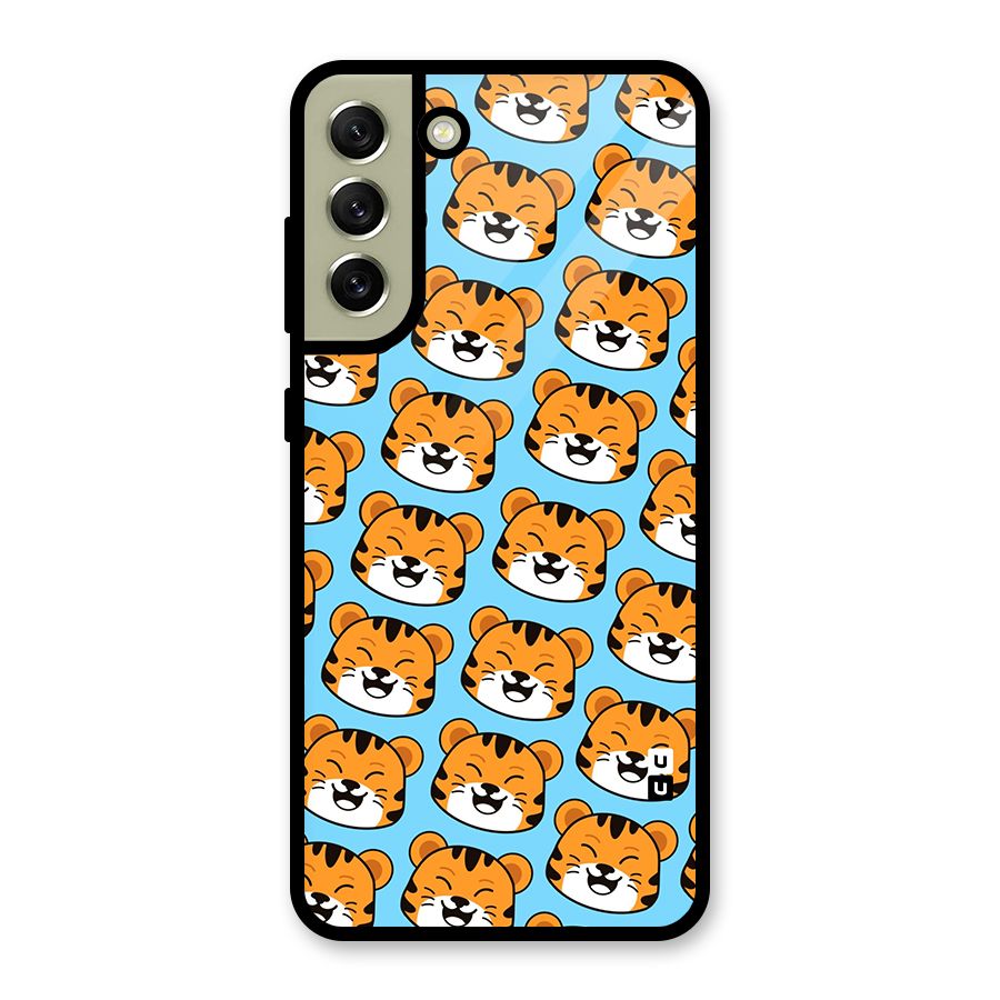 Happy Kitten Pattern Glass Back Case for Galaxy S21 FE 5G