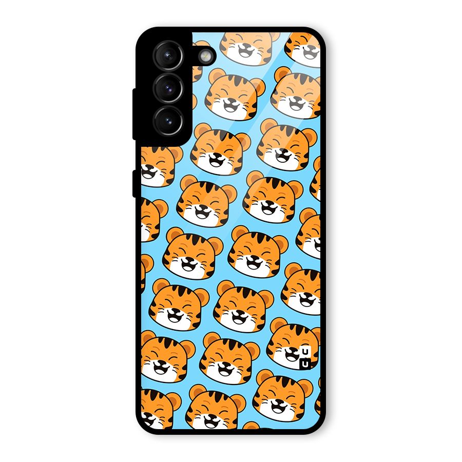 Happy Kitten Pattern Glass Back Case for Galaxy S21 Plus