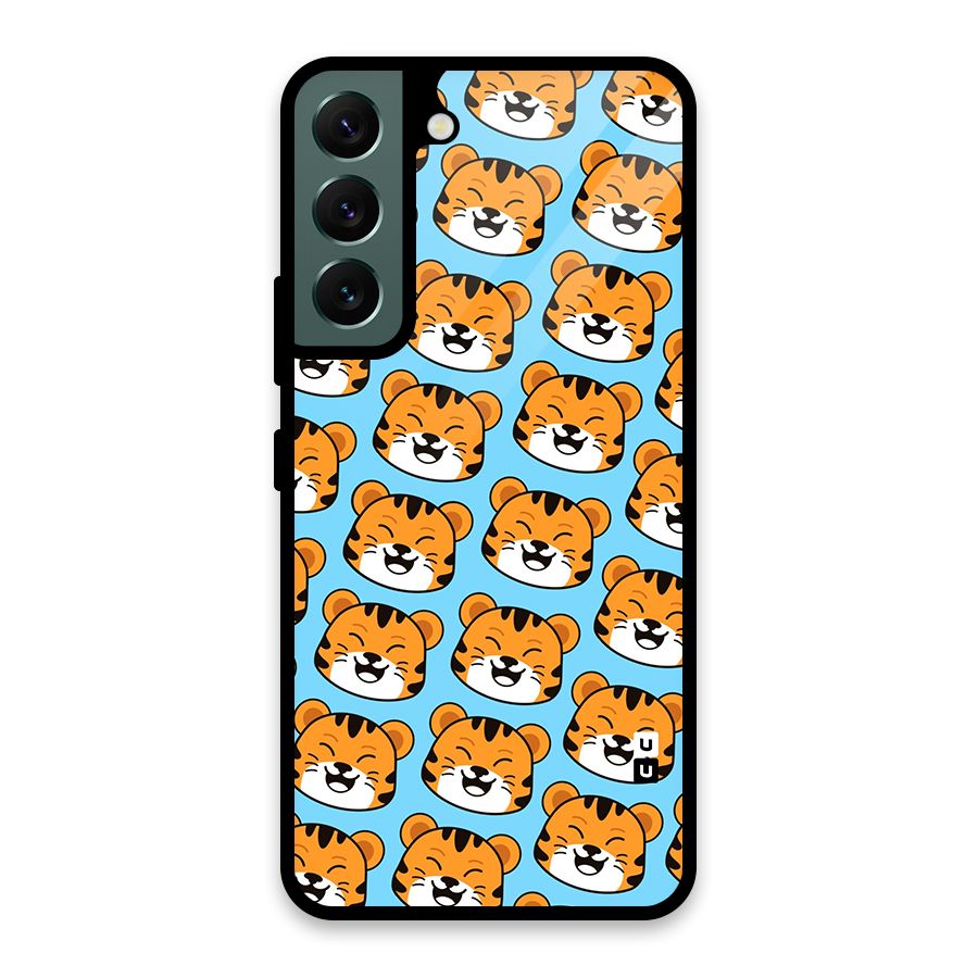 Happy Kitten Pattern Glass Back Case for Galaxy S22 5G