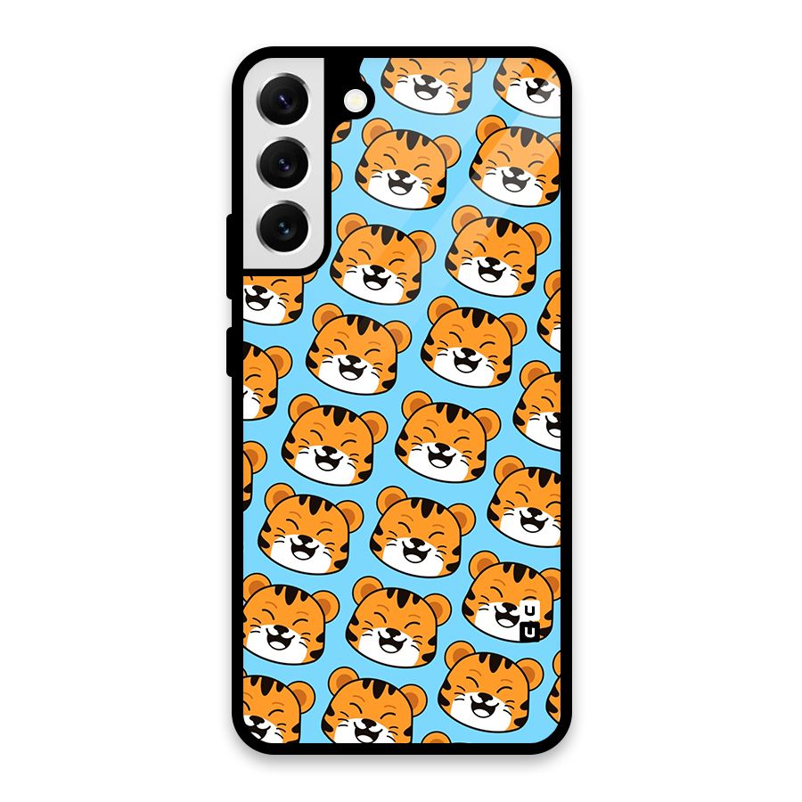 Happy Kitten Pattern Glass Back Case for Galaxy S22 Plus 5G