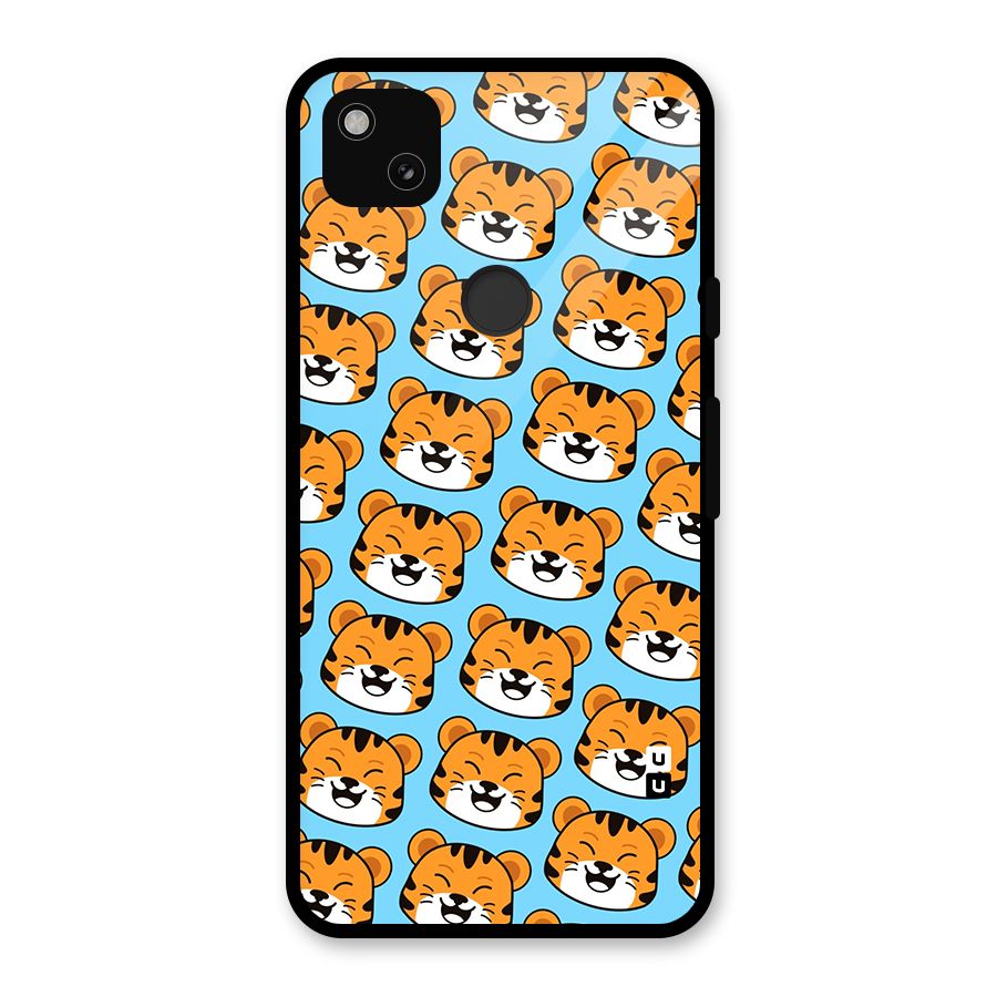 Happy Kitten Pattern Glass Back Case for Google Pixel 4a