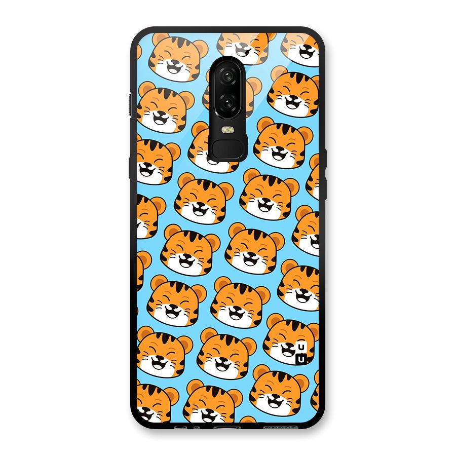 Happy Kitten Pattern Glass Back Case for OnePlus 6