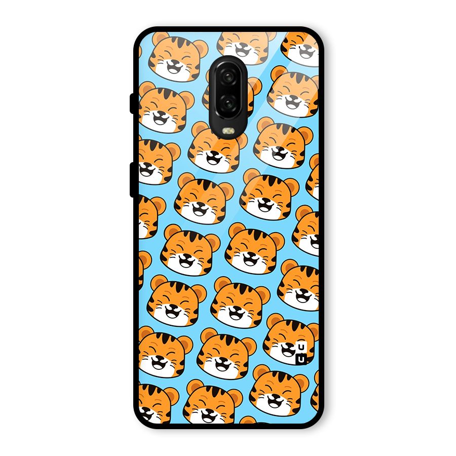 Happy Kitten Pattern Glass Back Case for OnePlus 6T