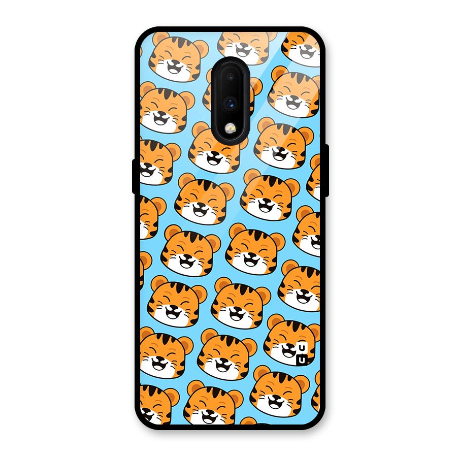 Happy Kitten Pattern Glass Back Case for OnePlus 7