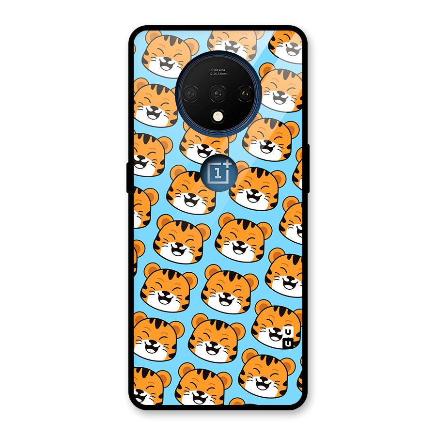 Happy Kitten Pattern Glass Back Case for OnePlus 7T