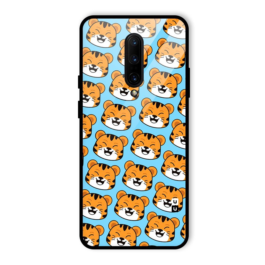 Happy Kitten Pattern Glass Back Case for OnePlus 7 Pro