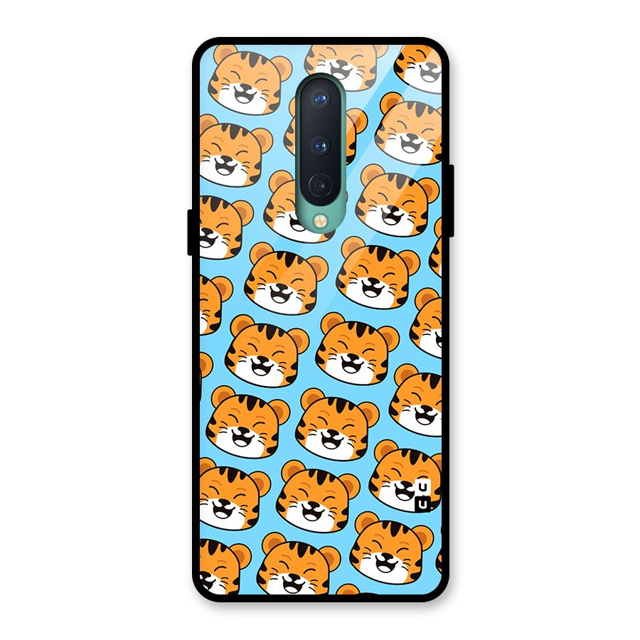 Happy Kitten Pattern Glass Back Case for OnePlus 8