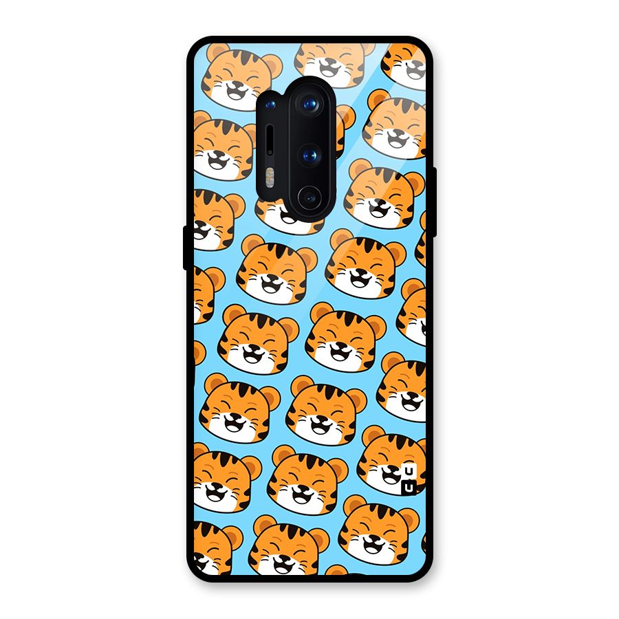 Happy Kitten Pattern Glass Back Case for OnePlus 8 Pro