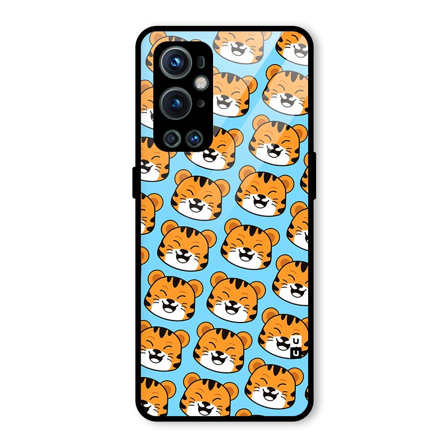 Happy Kitten Pattern Glass Back Case for OnePlus 9 Pro