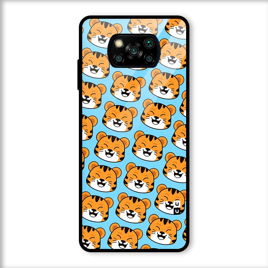 Happy Kitten Pattern Glass Back Case for Poco X3