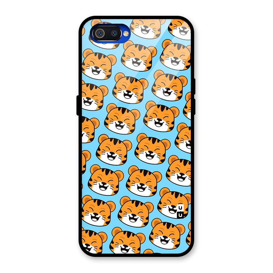 Happy Kitten Pattern Glass Back Case for Realme C2
