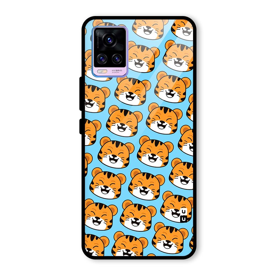 Happy Kitten Pattern Glass Back Case for Vivo V20 Pro