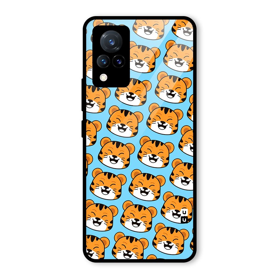 Happy Kitten Pattern Glass Back Case for Vivo V21 5G