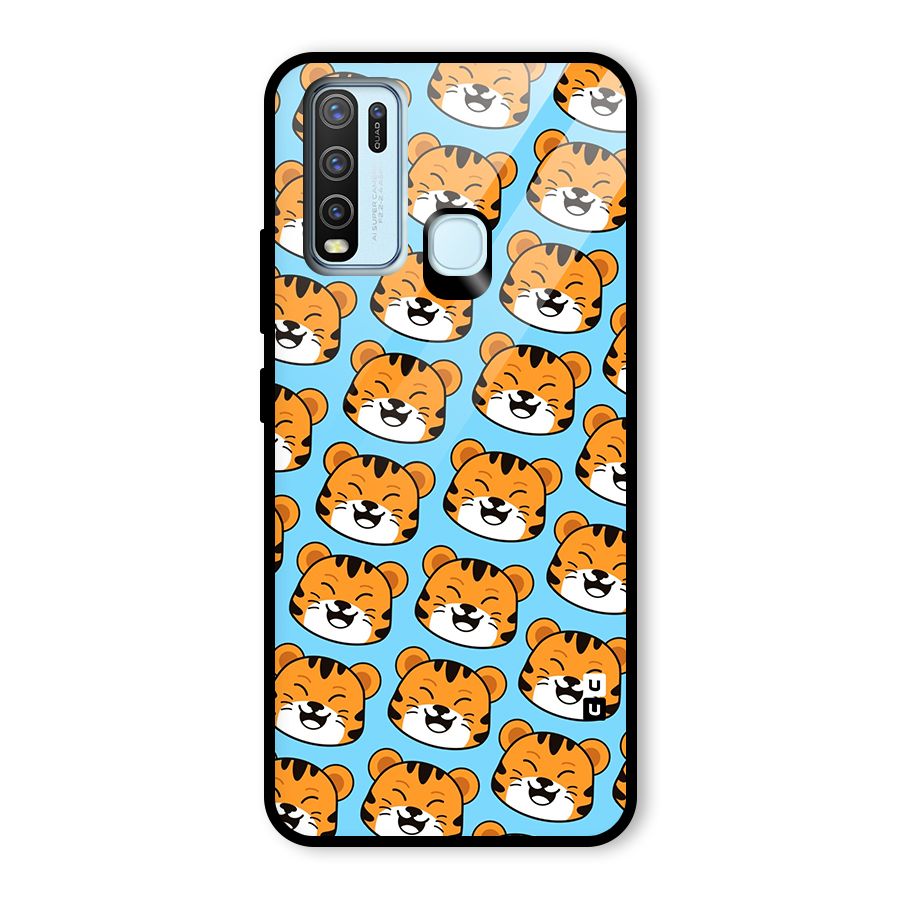 Happy Kitten Pattern Glass Back Case for Vivo Y30