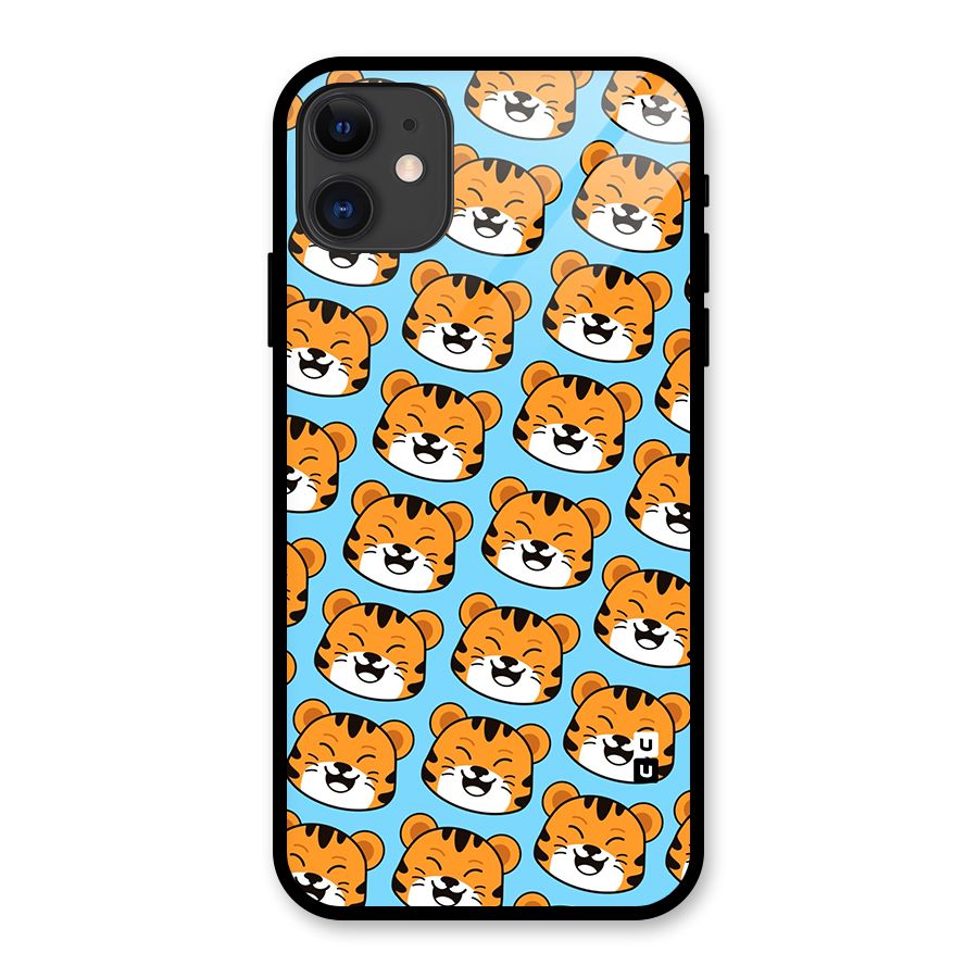 Happy Kitten Pattern Glass Back Case for iPhone 11
