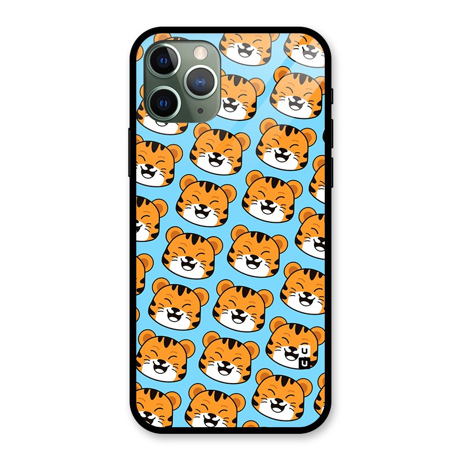 Happy Kitten Pattern Glass Back Case for iPhone 11 Pro