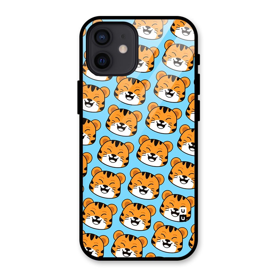 Happy Kitten Pattern Glass Back Case for iPhone 12