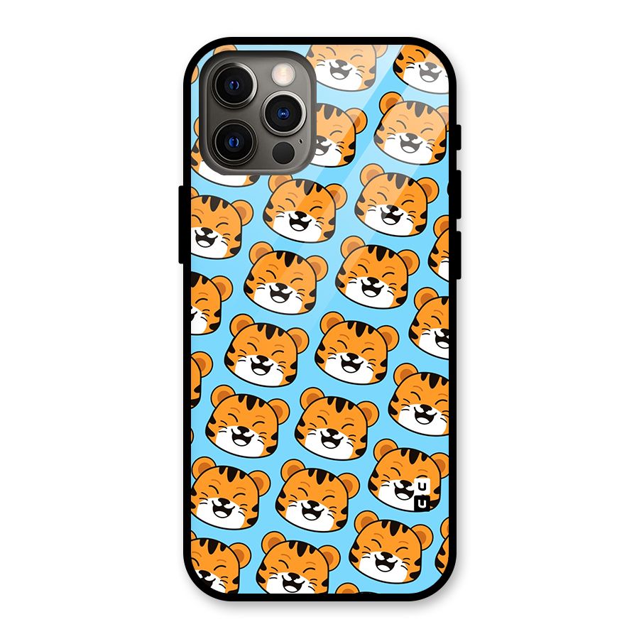 Happy Kitten Pattern Glass Back Case for iPhone 12 Pro
