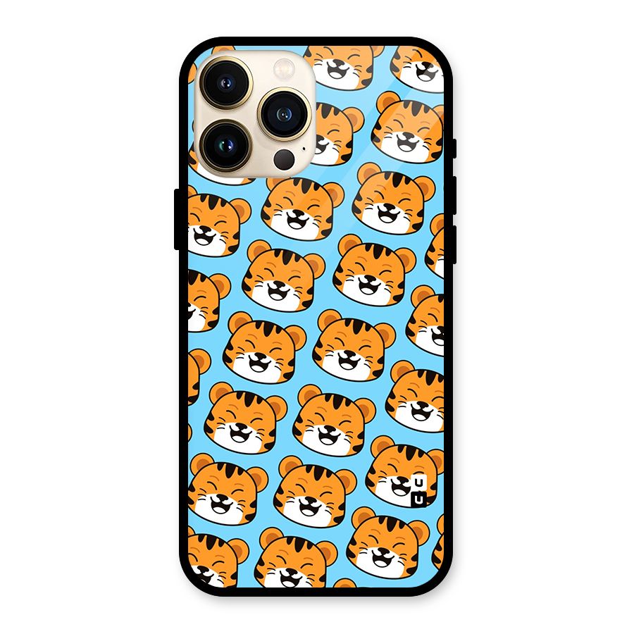 Happy Kitten Pattern Glass Back Case for iPhone 13 Pro Max