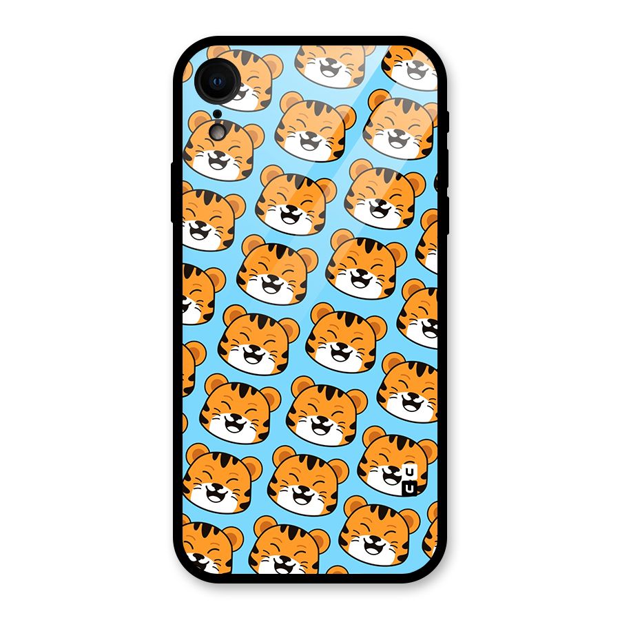 Happy Kitten Pattern Glass Back Case for iPhone XR