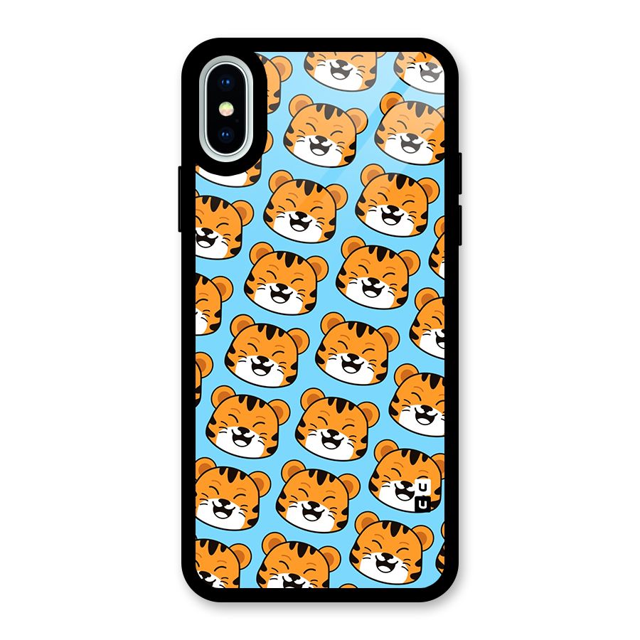 Happy Kitten Pattern Glass Back Case for iPhone XS
