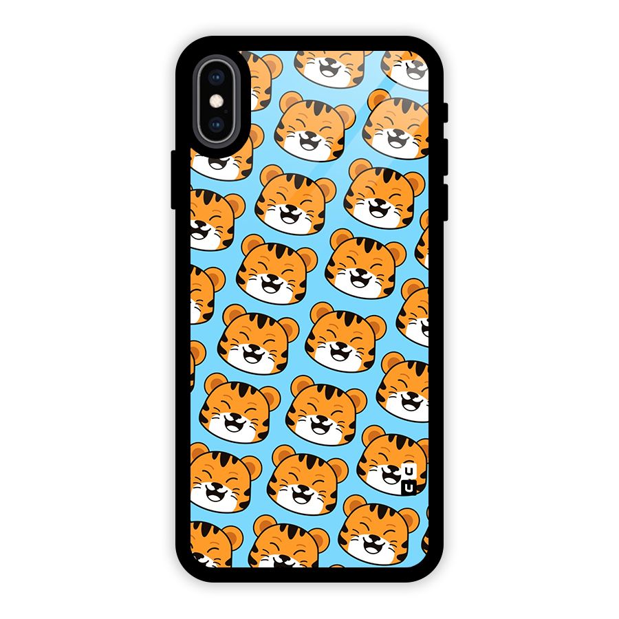 Happy Kitten Pattern Glass Back Case for iPhone XS Max