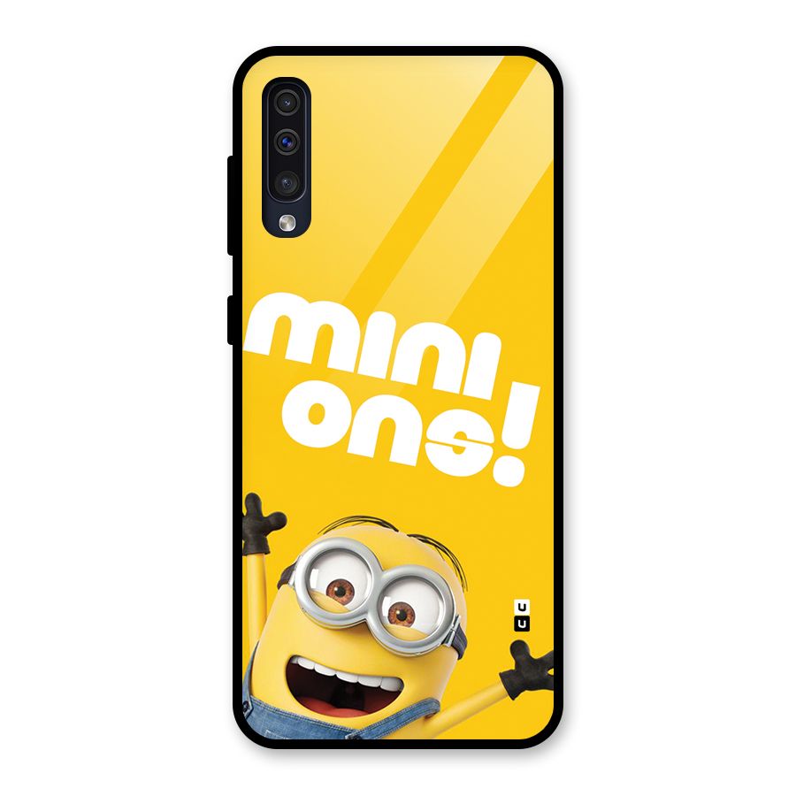 Happy Minion Glass Back Case for Galaxy A30s