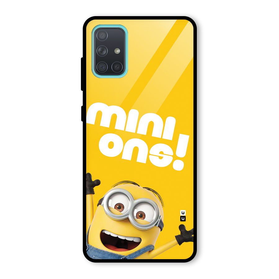 Happy Minion Glass Back Case for Galaxy A71
