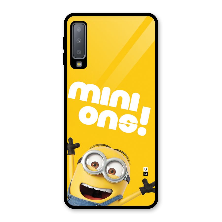 Happy Minion Glass Back Case for Galaxy A7 (2018)