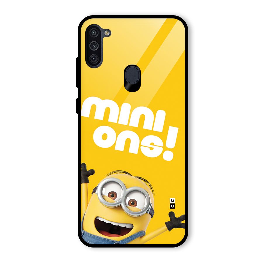 Happy Minion Glass Back Case for Galaxy M11