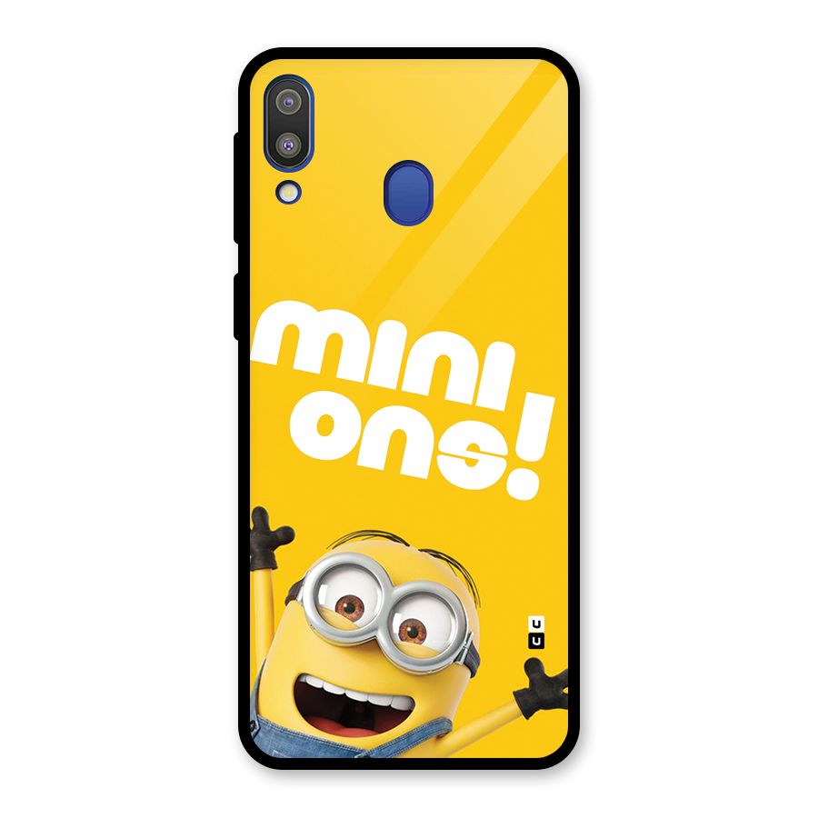 Happy Minion Glass Back Case for Galaxy M20