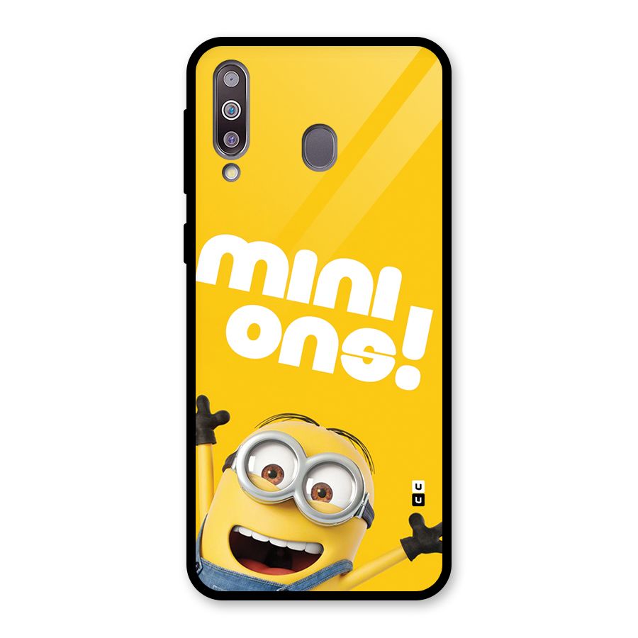 Happy Minion Glass Back Case for Galaxy M30