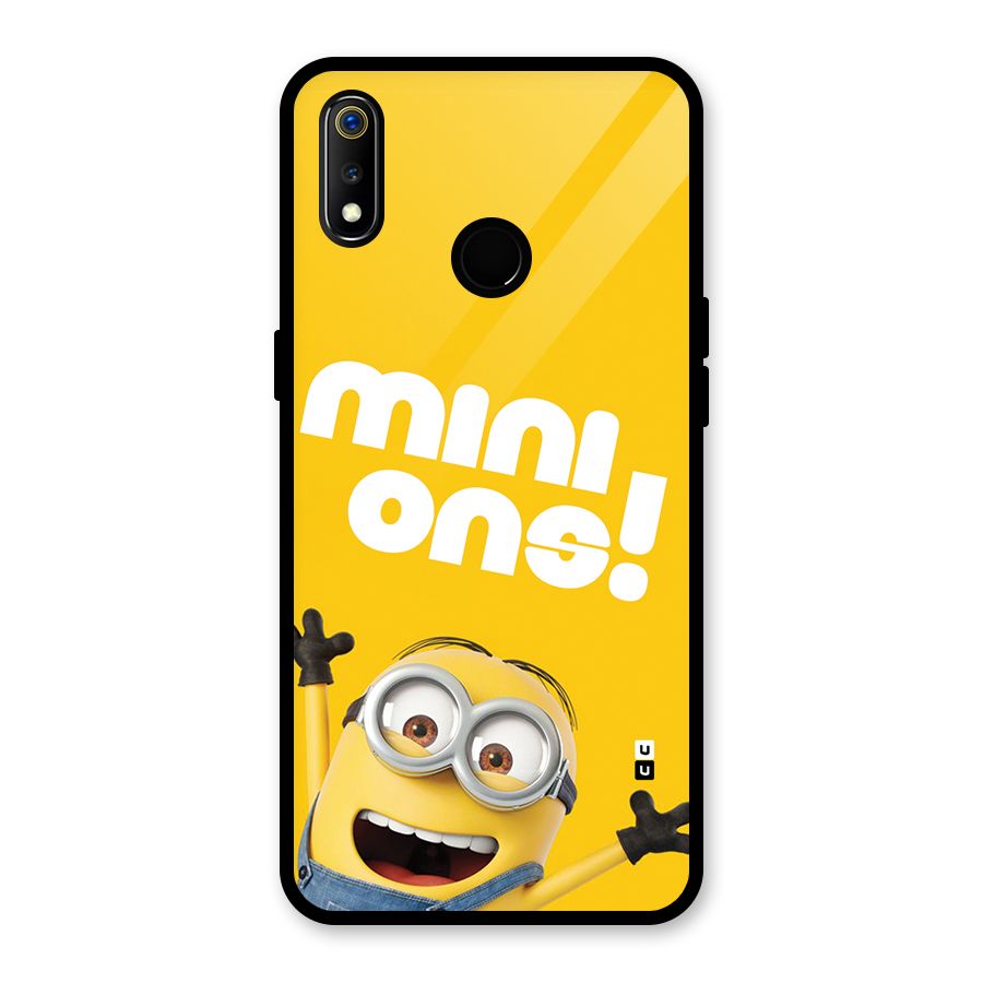 Happy Minion Glass Back Case for Realme 3i