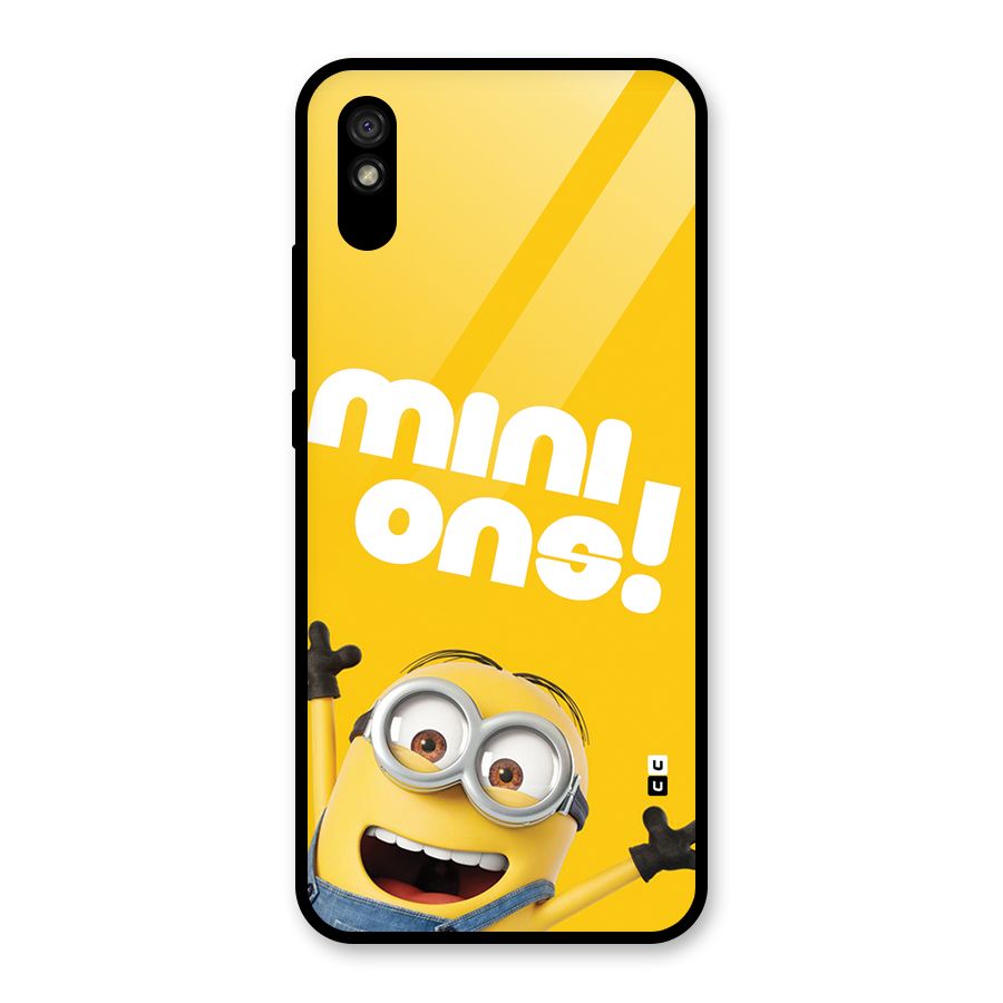 Happy Minion Glass Back Case for Redmi 9i