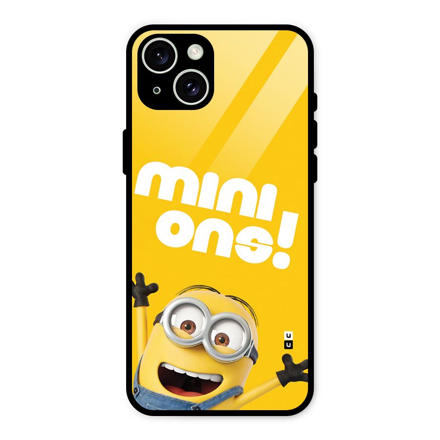 Happy Minion Glass Back Case for iPhone 15 Plus