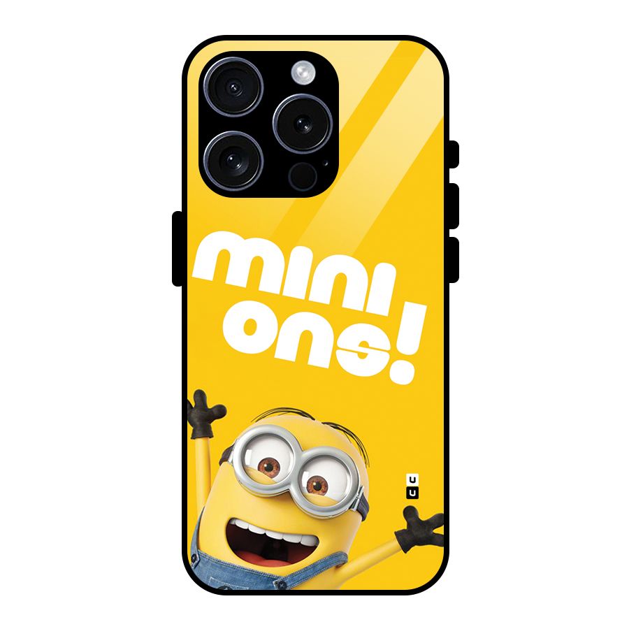Happy Minion Glass Back Case for iPhone 15 Pro