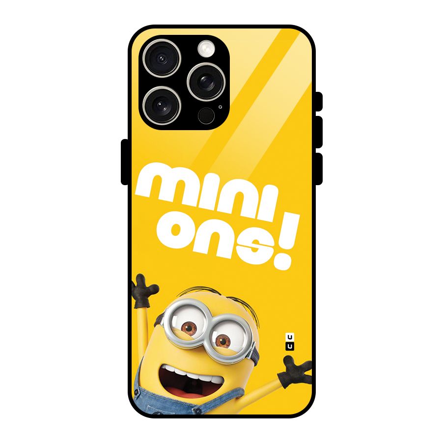 Happy Minion Glass Back Case for iPhone 15 Pro Max
