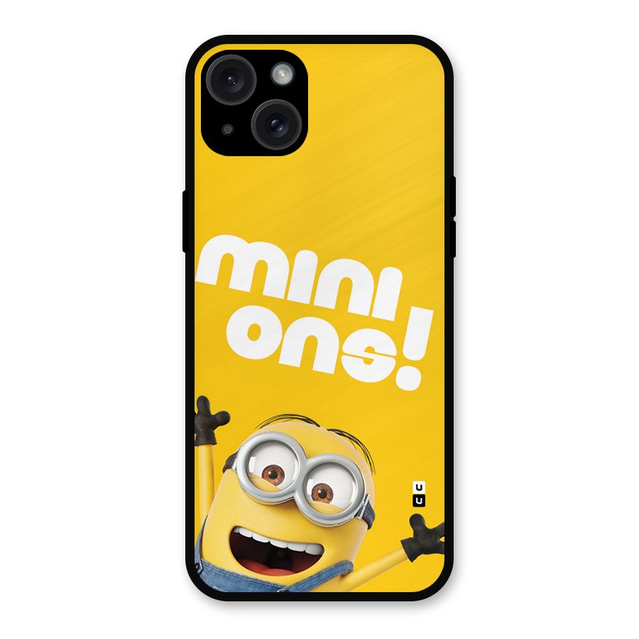 Happy Minion Metal Back Case for iPhone 15 Plus