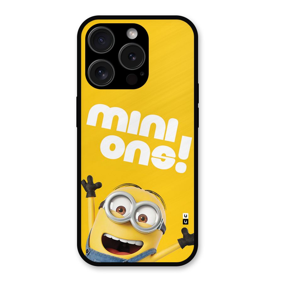 Happy Minion Metal Back Case for iPhone 15 Pro