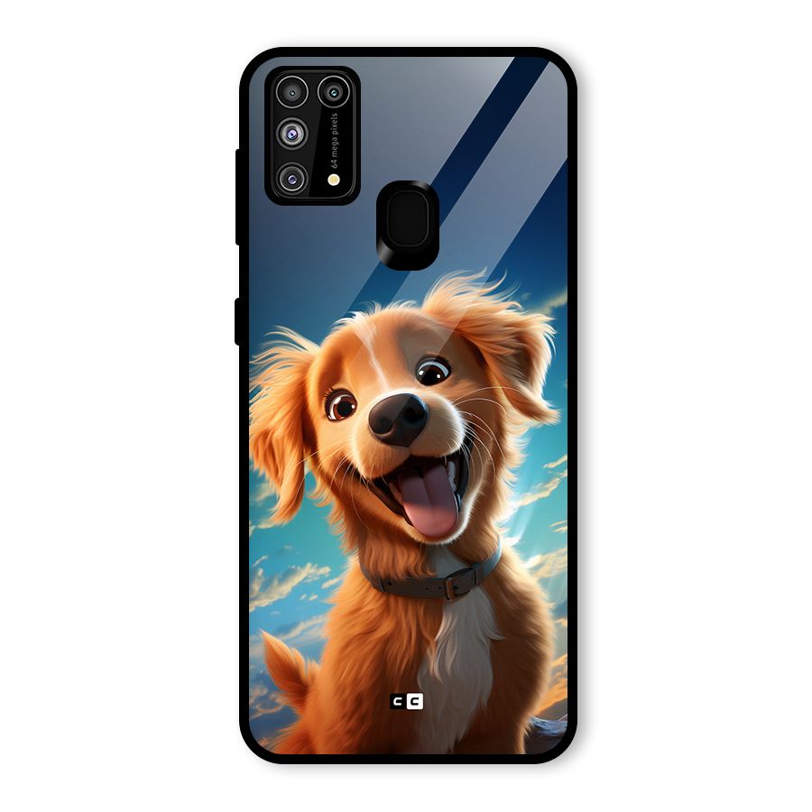 Happy Puppy Glass Back Case for Galaxy F41