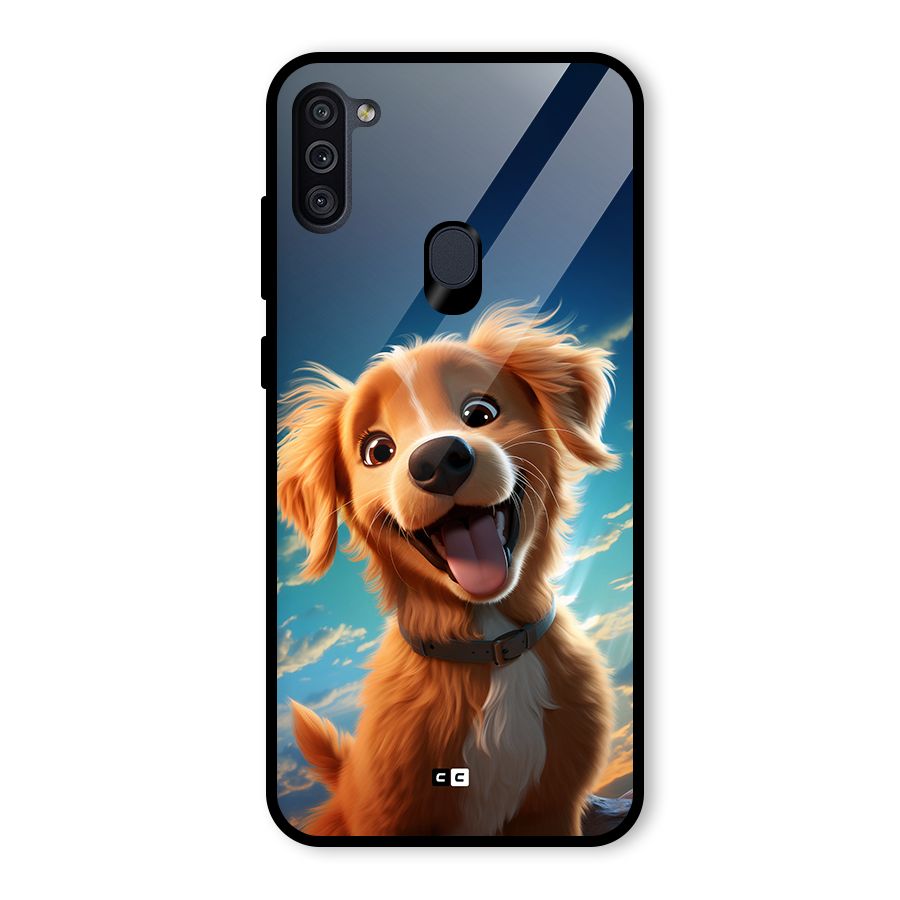 Happy Puppy Glass Back Case for Galaxy M11