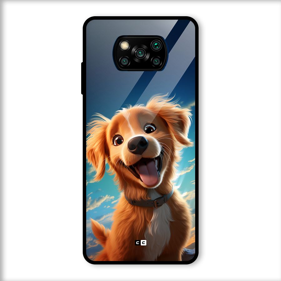 Happy Puppy Glass Back Case for Poco X3